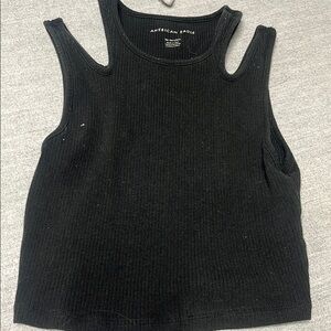 American Eagle Outfitters Women's Black Ribbed Tank Top